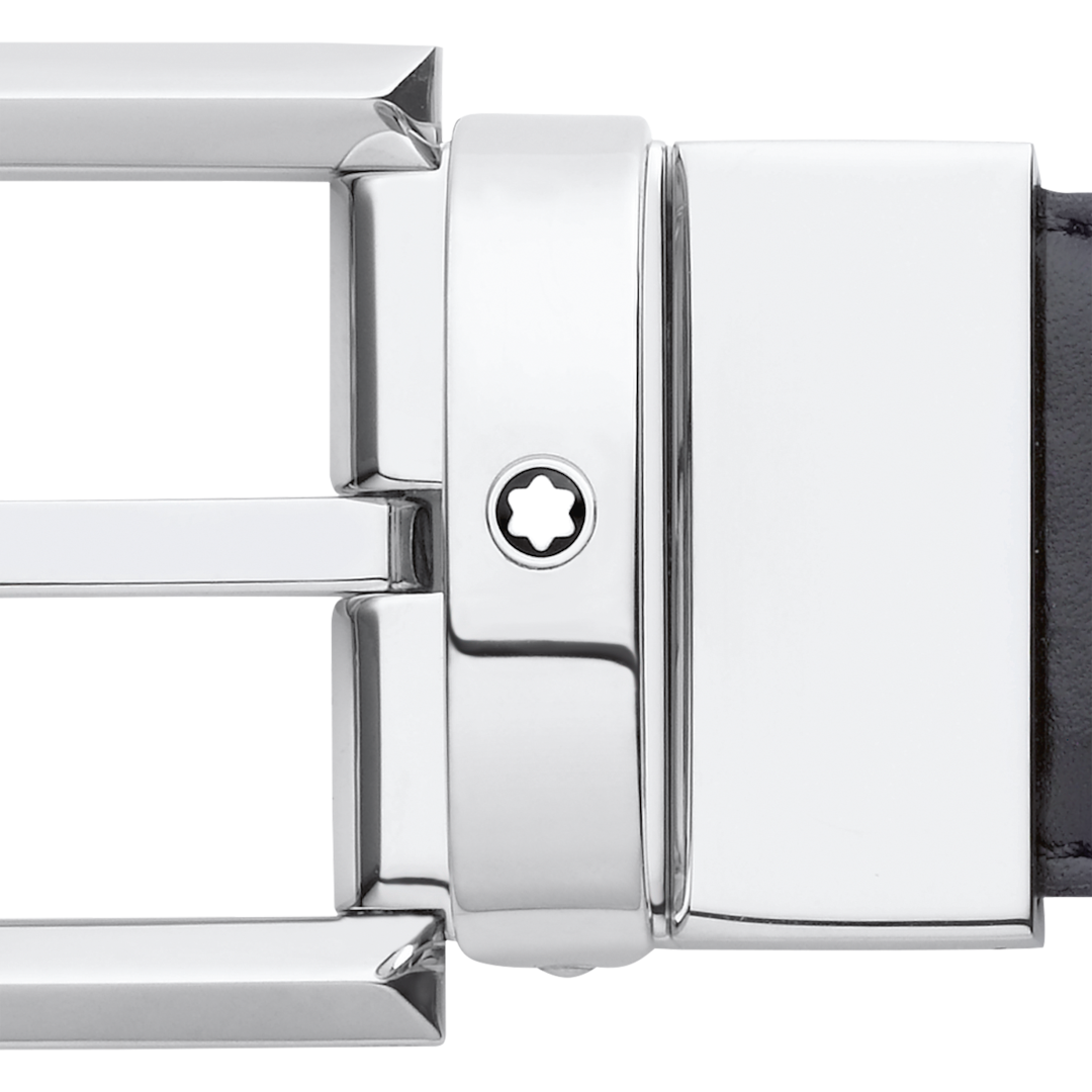 Cinturón reversible de piel negra y marrón de 30 mm con hebilla en forma de herradura